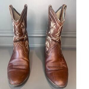 Ariat 4LR 10018047 Leather Boots US Kids/Boys Sz 4 Brown Embroidered Western
